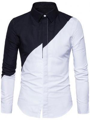 Camisa de mangas largas con combinación de colores